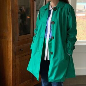 Dennis Basso Green Light Trench Coat, Size XS